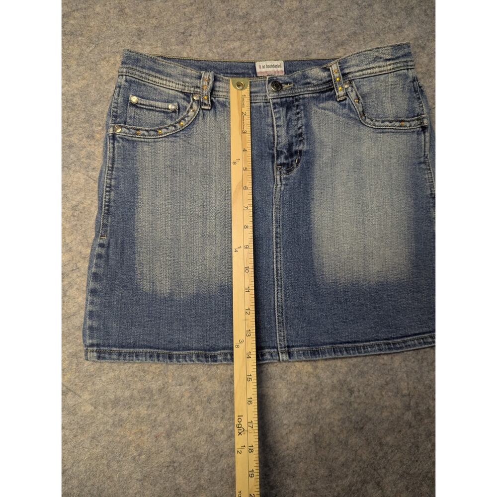 Vintage No Boundaries Skirt Juniors 7 Blue Mini Denim Jean Y2K Jewels Rhinestone - Picture 4 of 7